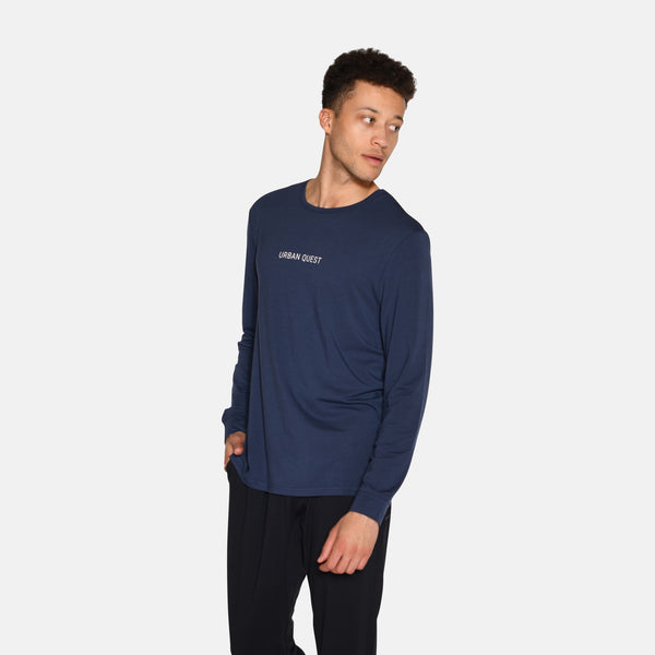 Langærmet bambus T-shirt i navy fra Urban Quest