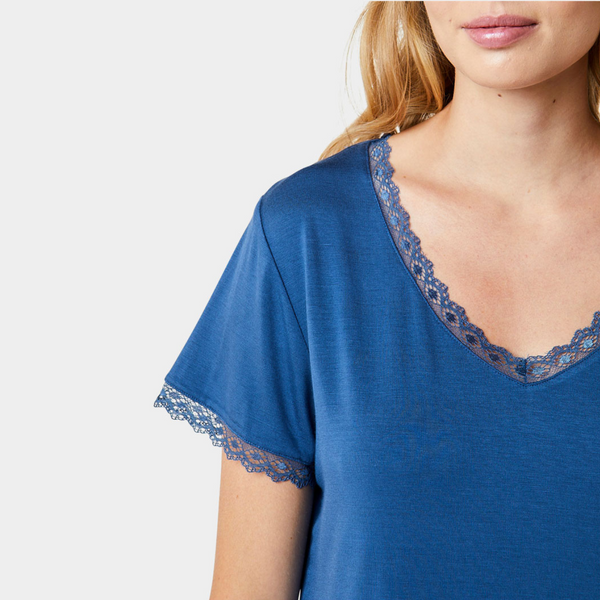 Jordan bambus kortærmet nattrøje - støvet blå