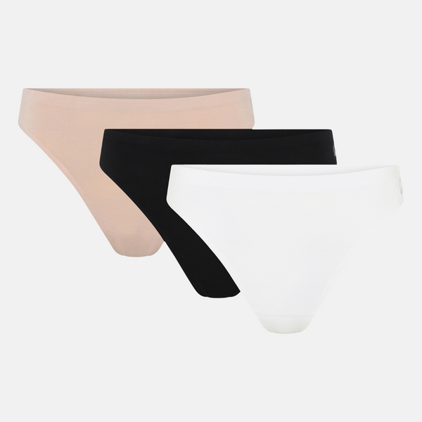 3 pak Bambus g-streng i sort/hvid/nude