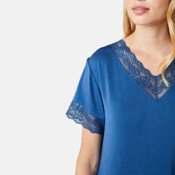 Karita bambus kortærmet natkjole - støvet blå