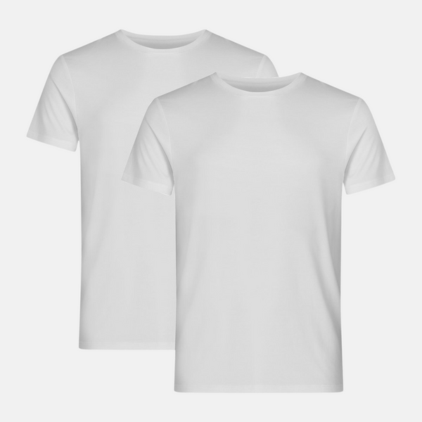 2 hvide bambus crew neck slim fit T-shirts