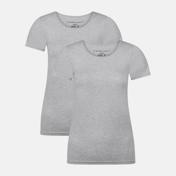 2 pak grå kortærmet bambus T-shirt