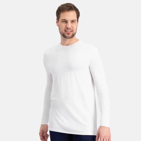 Ralph bambus langærmet T-shirt med rund hals - Hvid 2 pak