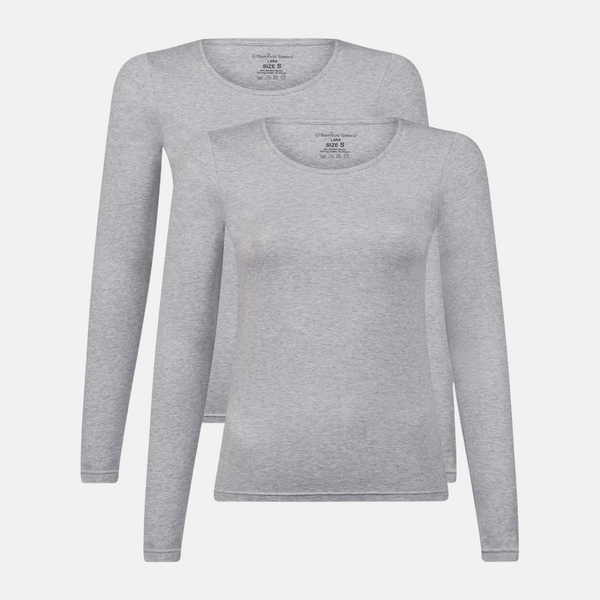 2 pak grå langærmet bambus T-shirt