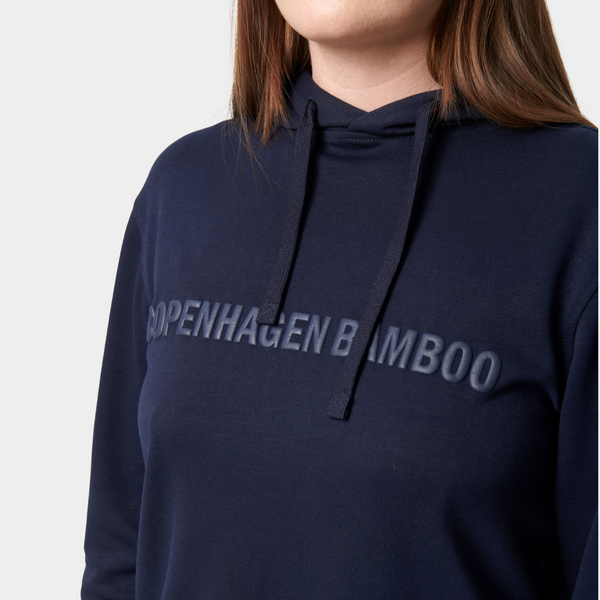 Navy bambus hoodie joggingsæt med logo