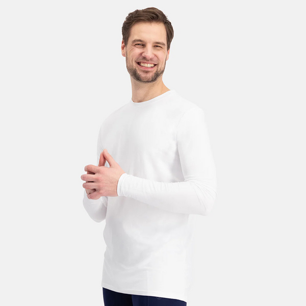 Ralph bambus langærmet T-shirt med rund hals - Hvid 2 pak
