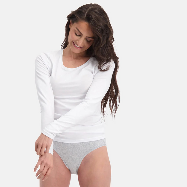 Hvid langærmet bambus T-shirt