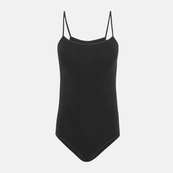 Sort bambus bodystocking med tynde stropper