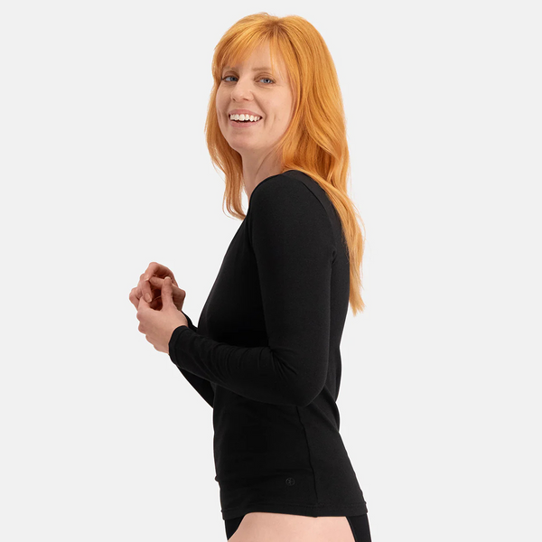 Liv bambus v-hals langærmet t-shirt - sort 2 pak