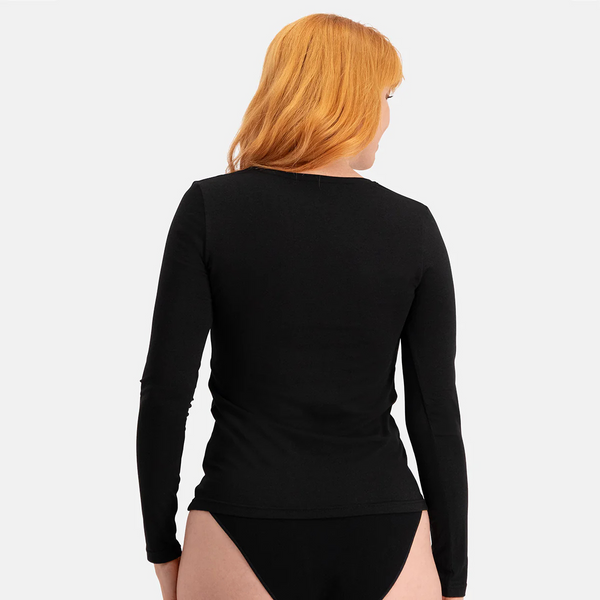 Liv bambus v-hals langærmet t-shirt - sort 2 pak