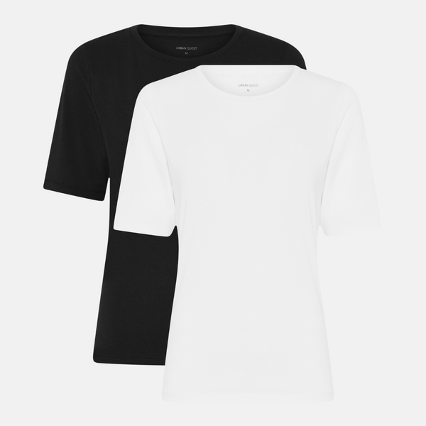 2 pak bambus T-shirts i Slim Fit i hvid/sort