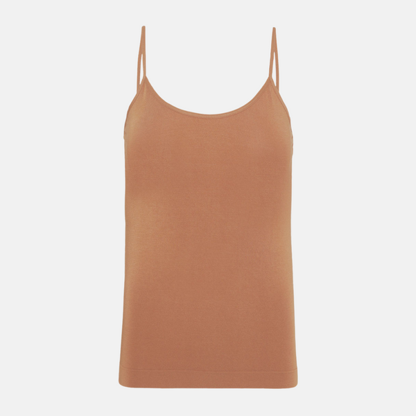 Tan nude bambus top med tynde stropper