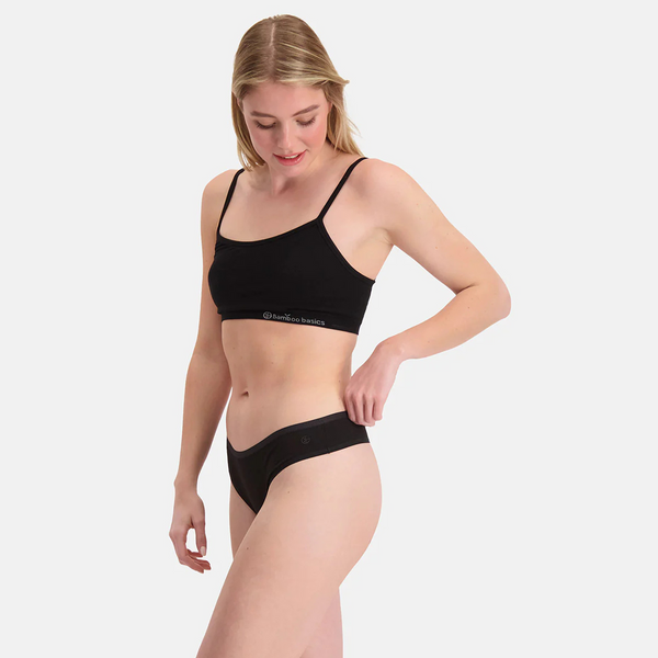 Lola bambus g-streng trusser med smal elastikkant - sort 3 pak