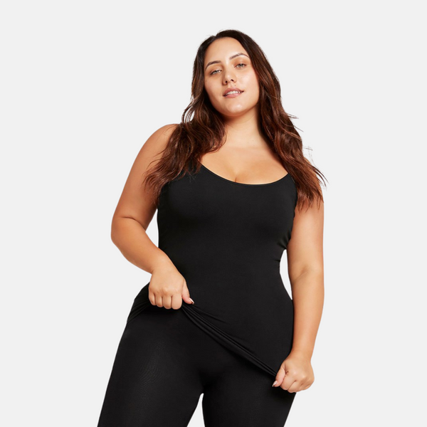 Sort bambus top med tynde stropper