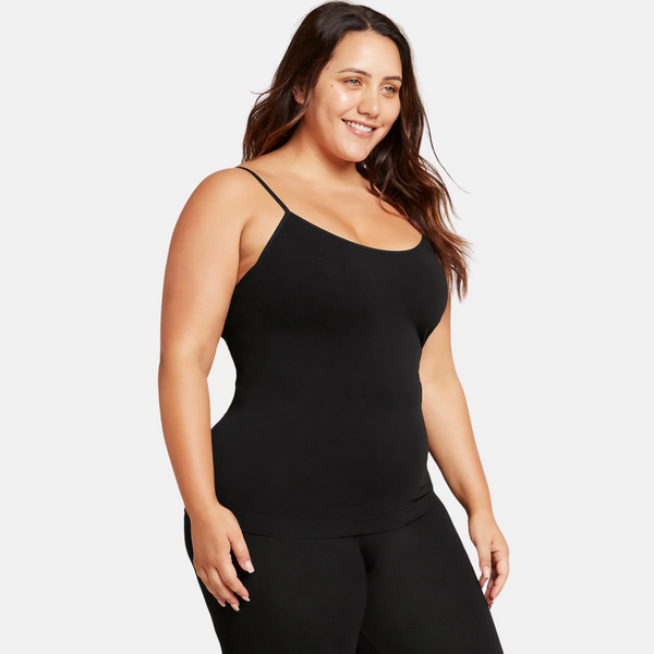 Sort bambus top med tynde stropper