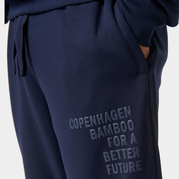 Navy bambus hoodie joggingsæt med logo