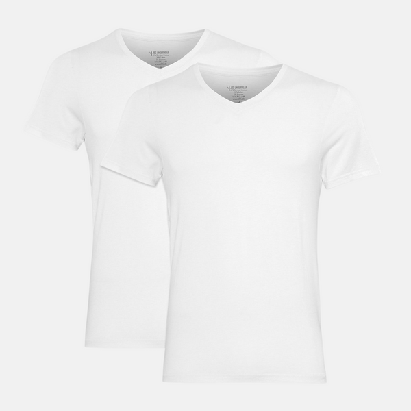 2 hvide slim fit bambus v-hals T-shirts