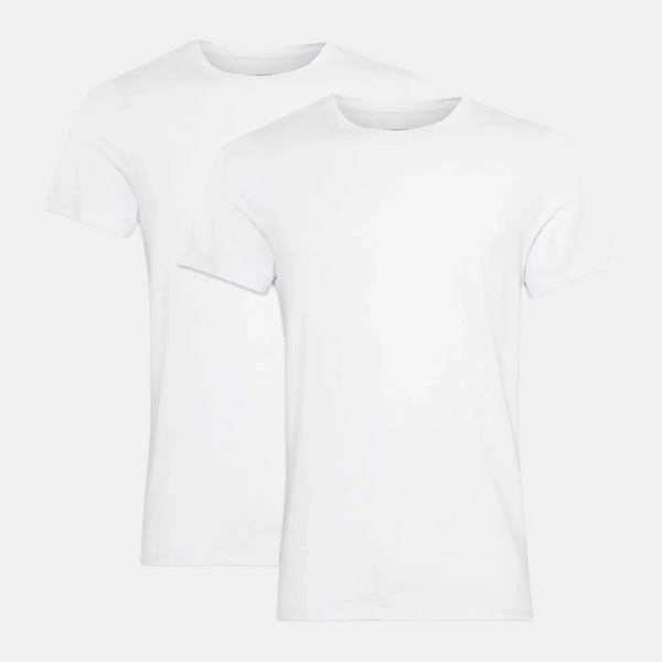 2 hvide slim fit bambus crew neck T-shirt
