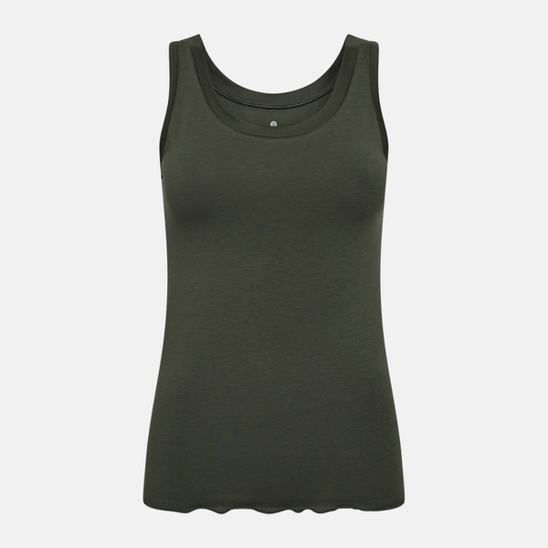 Grøn bambus tank top med feminine detaljer
