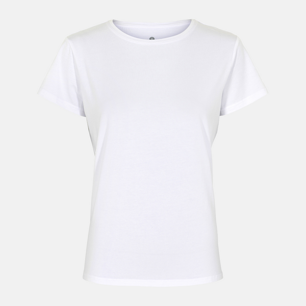 Hvid bambus T-shirt med rund hals