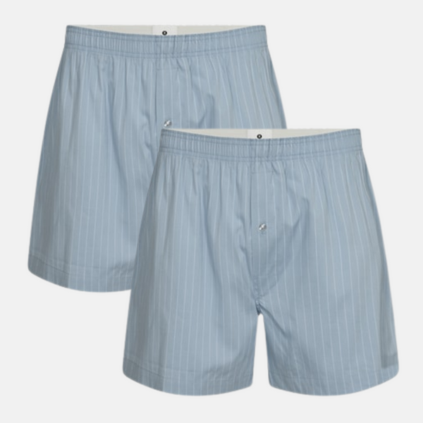 2-pak lyseblå bambus boxershorts i poplin