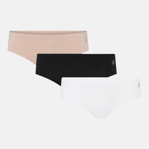 3 pak Bambus tai trusse i sort/hvid/nude