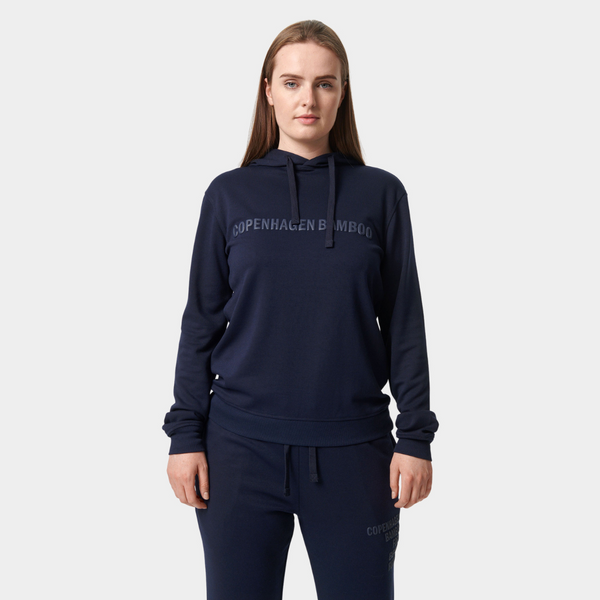 Navy bambus hoodie med logo