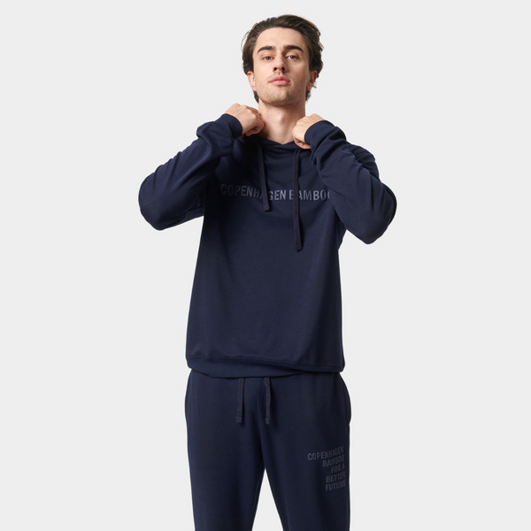 Navy bambus hoodie med logo