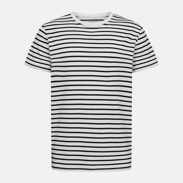 Sort/hvid stribet crew neck bambus t-shirt