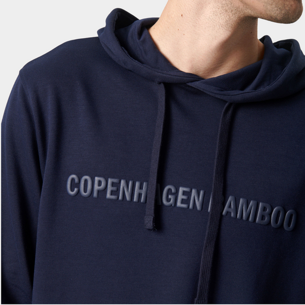 Navy bambus hoodie med logo