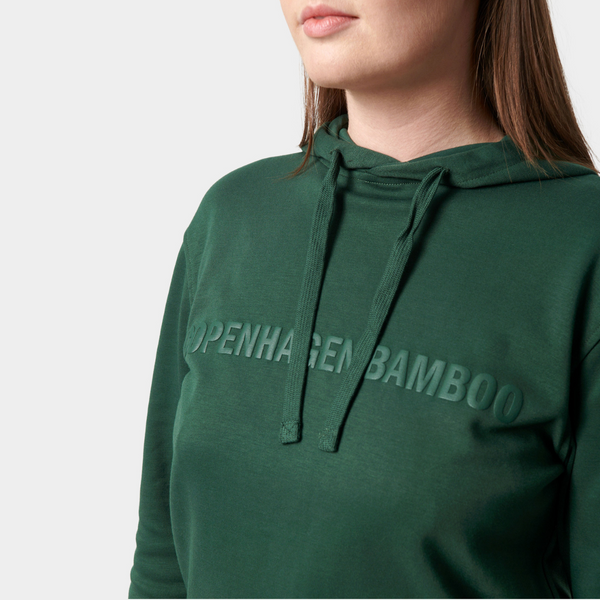 Grønt bambus hoodie joggingsæt med logo