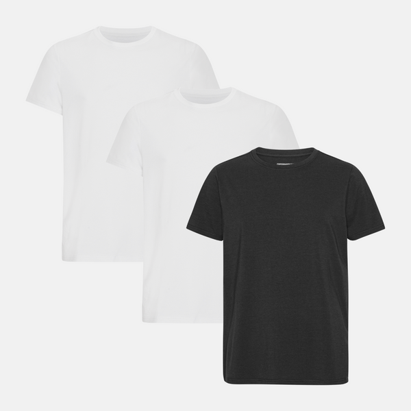 3 pak bambus T-shirt hvid/hvid/sort