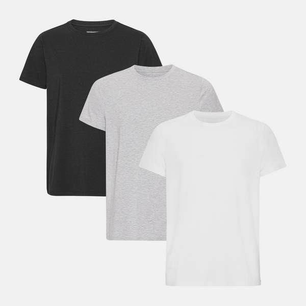3 pak bambus T-shirt sort/hvid/lysegrå