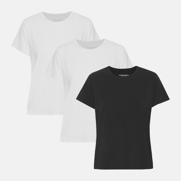 3 pak bambus T-shirt hvid/hvid/sort