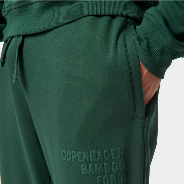 Grønt bambus hoodie joggingsæt med logo