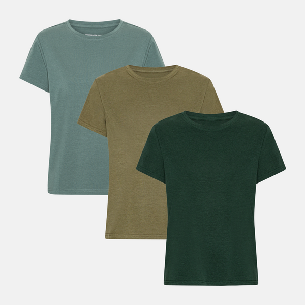 3 pak bambus T-shirt balsam grøn/oliven/grøn