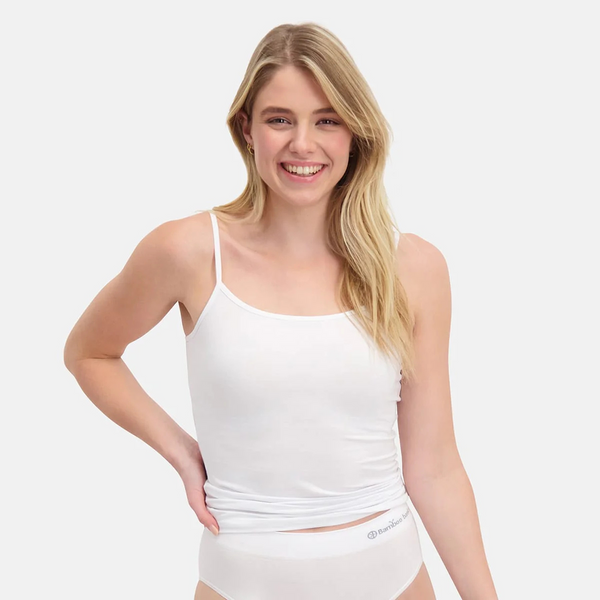 2 pak hvid bambus tank top med tynde stropper