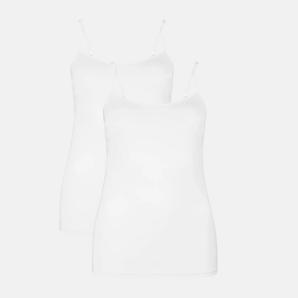2 pak hvid bambus tank top med tynde stropper