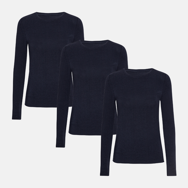 3 pak navy langærmet T-shirt