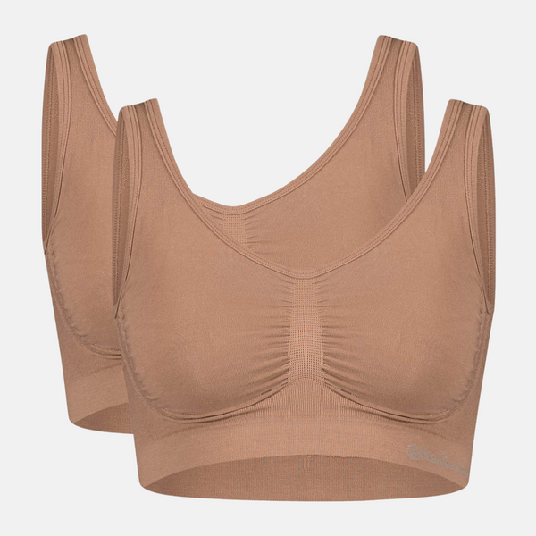 2 pak tan nude bambus BH uden bøjle og polstring