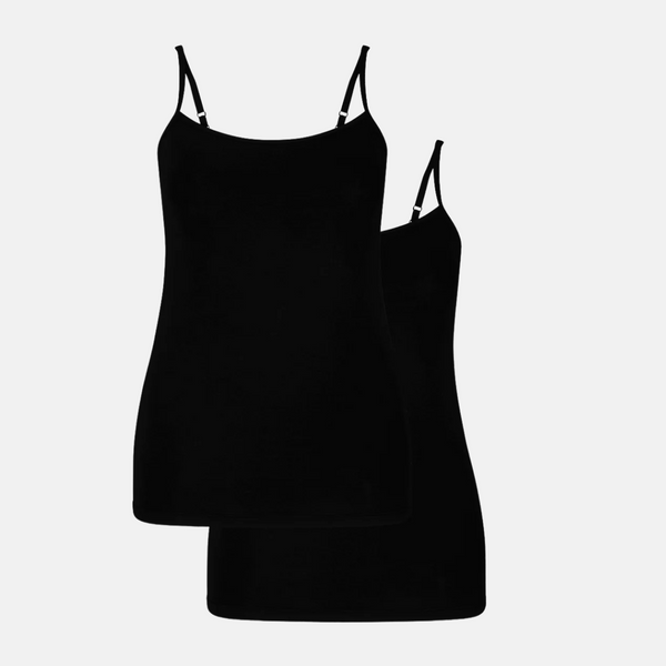 2 pak sort bambus tank top med tynde stropper