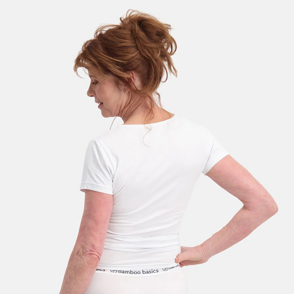 2 stk bambus T-shirt hvid med rund hals