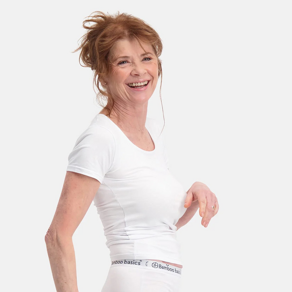2 stk bambus T-shirt hvid med rund hals