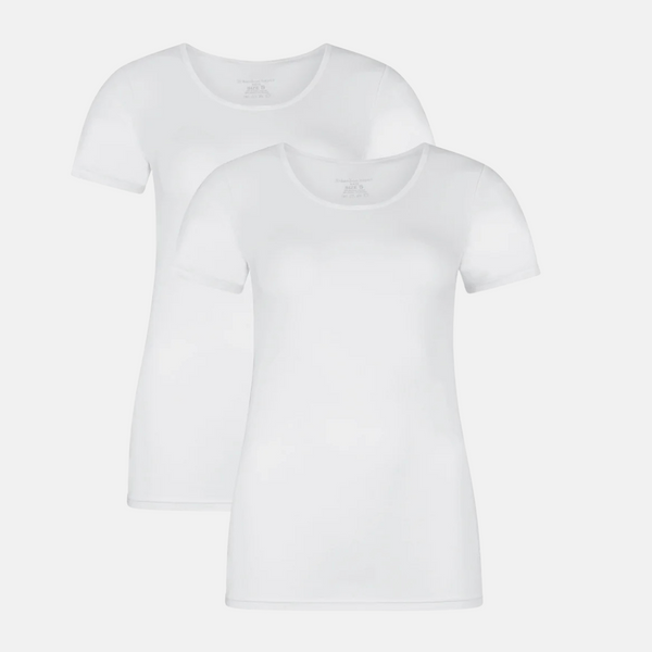 2 stk bambus T-shirt hvid med rund hals