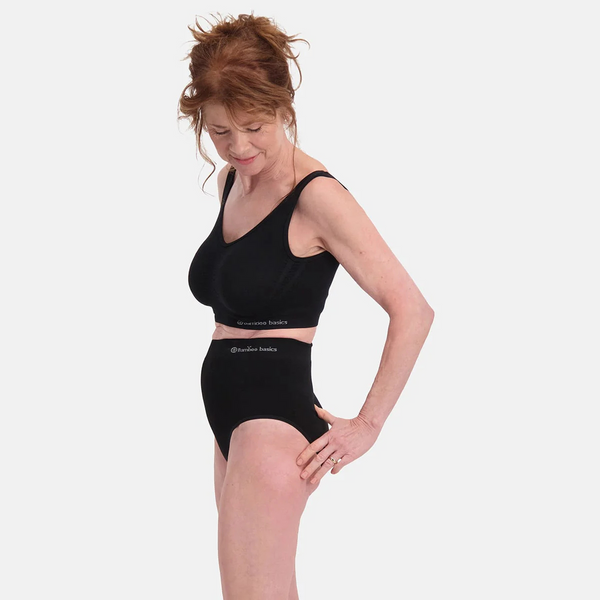 2 pak sorte bambus maxi trusser med høj talje