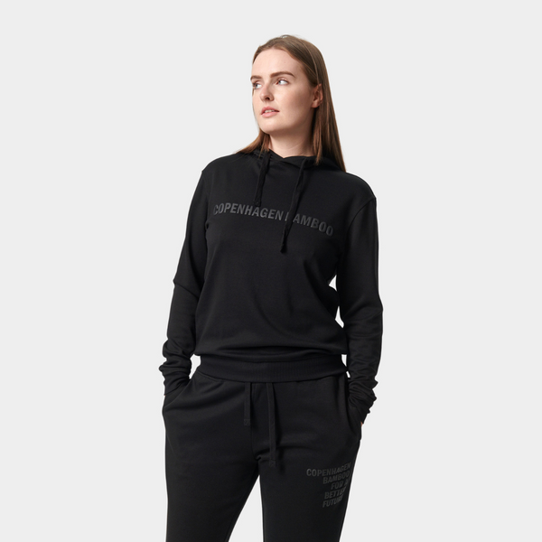 Sort bambus hoodie med logo