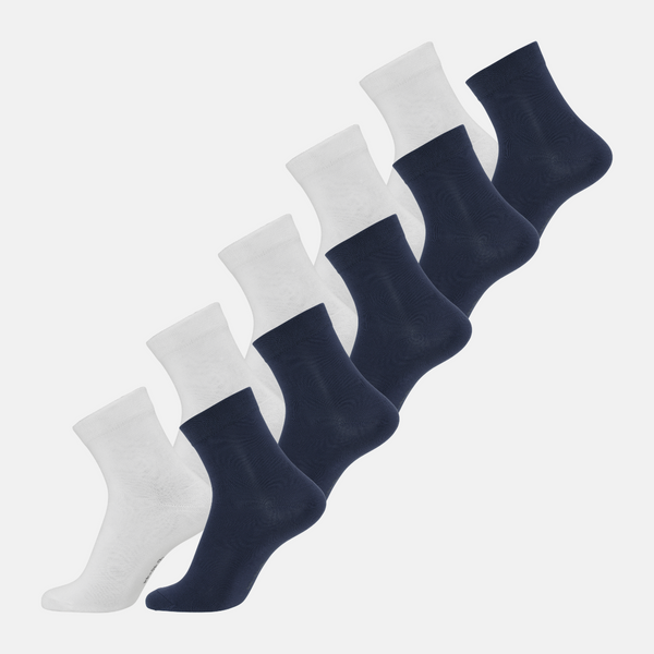 10 par bambus strømper low cut hvid/navy