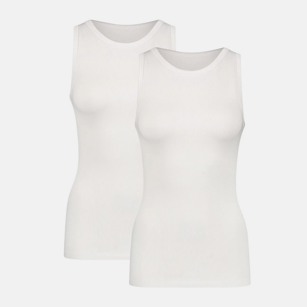 2 pak hvid bambus rib tank tops