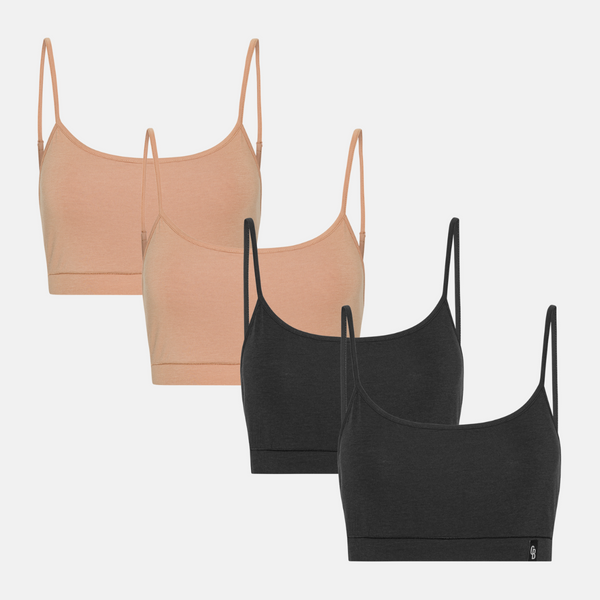 4 pak BH top med tynde stoppe sort/tan