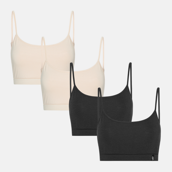 4 pak BH top med tynde stoppe sort/cream